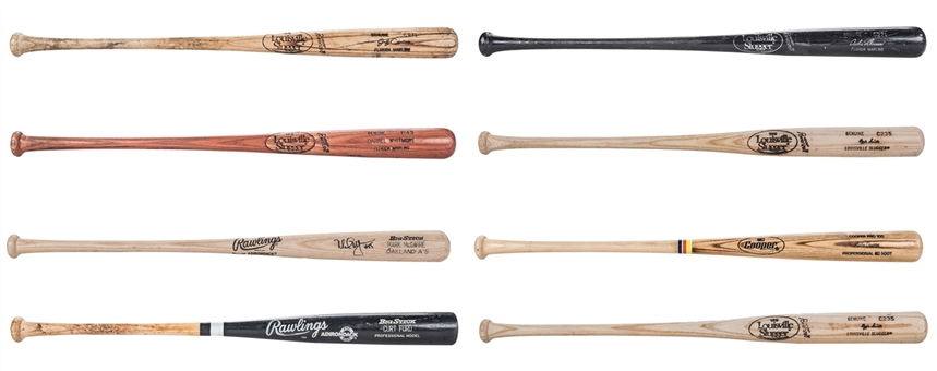 Lot of (9) Hall of Famers and Stars Game Issued/Used Bats Gifted To Terry Pendleton - 2 Signed (Pendleton LOA & Beckett)